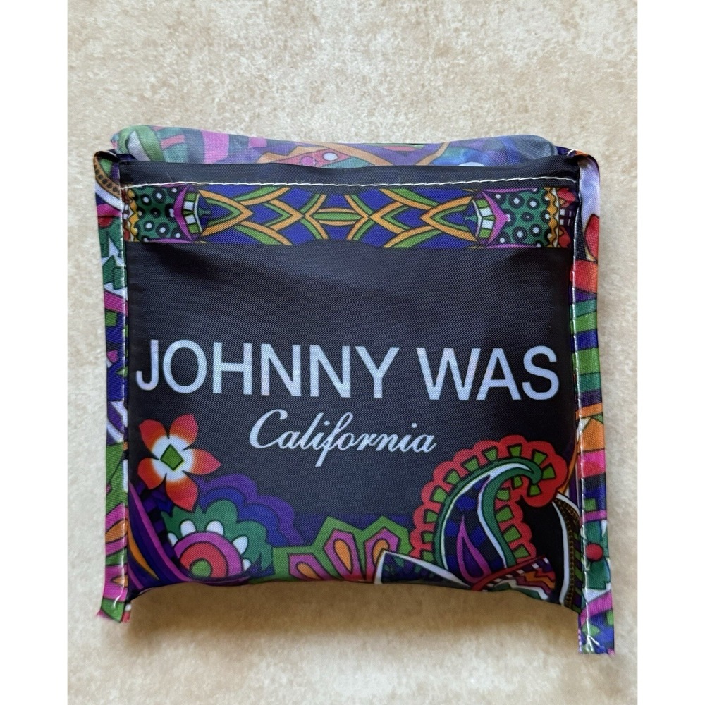 JOHNNY WAS Tote/Bag Floral Print Shopper Inside Pocket Silky Nylon Multi NEW